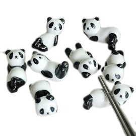 8Pcs Ceramic Chopstick Holder Ceramic Chopstick Rest Cute Chopstick Rest Panda Chopsticks Rest Dinner Spoon Stand Fork Holder Kitchen Art Craft Tableware for Placing Chopsticks While Eating