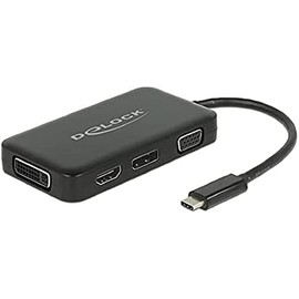 DeLOCK Adaptor USB Type C Male > VGA/HDMI/DVI/DisplayPort Female Connector Black