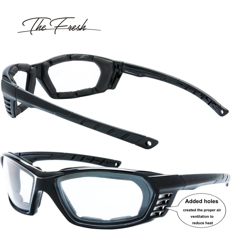 3 Pairs Motorcycle Riding Glasses Padded Frame Lens Block 100%
