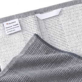 Homaxy Premium Kitchen Towels(18”x 28”, 6 Pack), Large Cotton Kitchen Hand Towels, Flat and Terry Dish Towels, 380 GSM Highly Absorbent Tea Towels Set with Hanging Loop, Grey/Khaki/Black