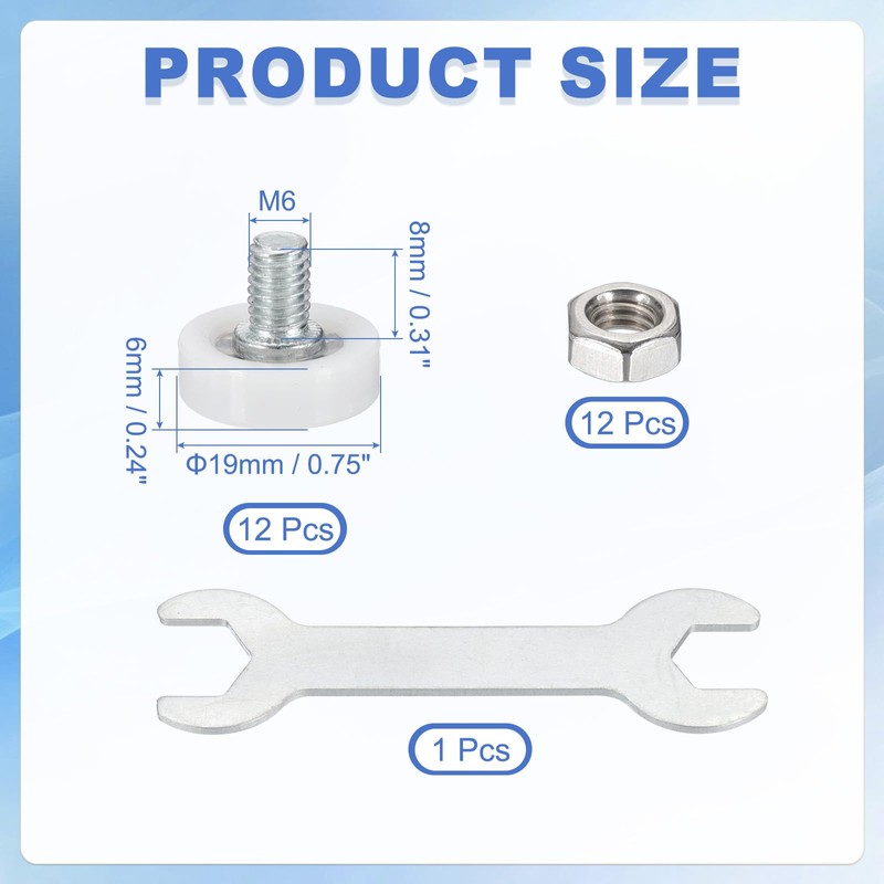 sourcing map 19 mm Drawer Rollers Wheel Cabinet Positioning Sliding