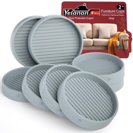 Furniture Coasters - 8 Pcs 2”Round Furniture Caster Cups - Non Slip Pads Hardwoods Floors Non Skid Furniture Grippers Rubber Furniture Feet Anti Slide Floor Protector for Bed Couch Stoppers Gray