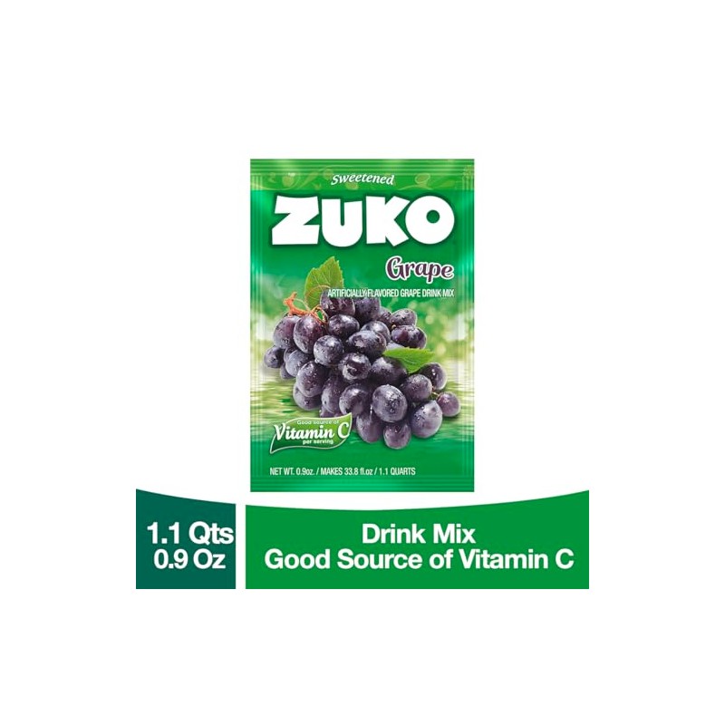 ZUKO Grape Instant Powder Drink, 24 Individual Bags 0.9 Oz,