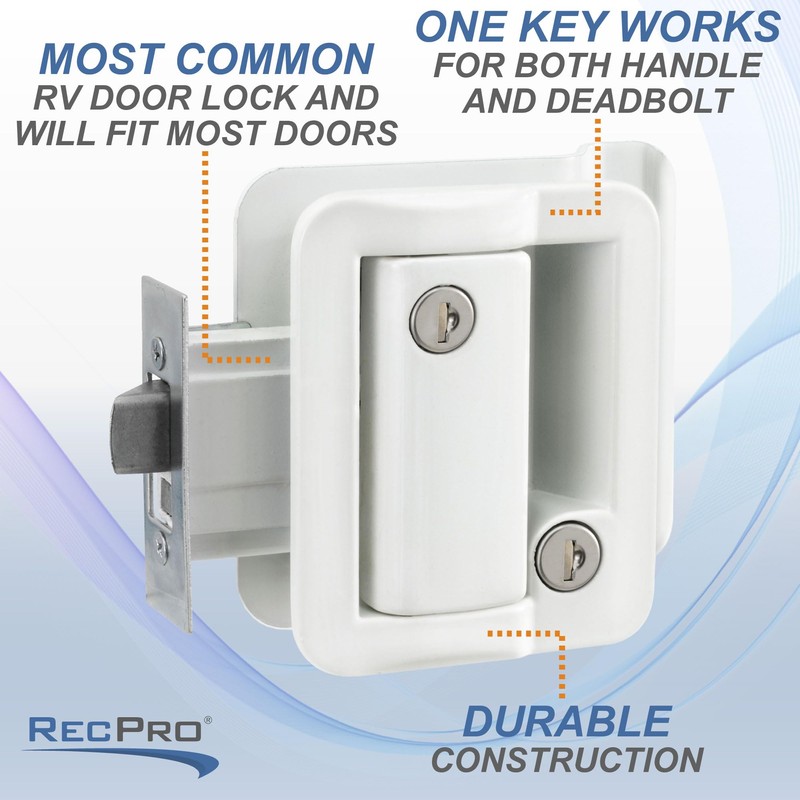 RecPro White RV Paddle Door Handle | RV Door Lactch