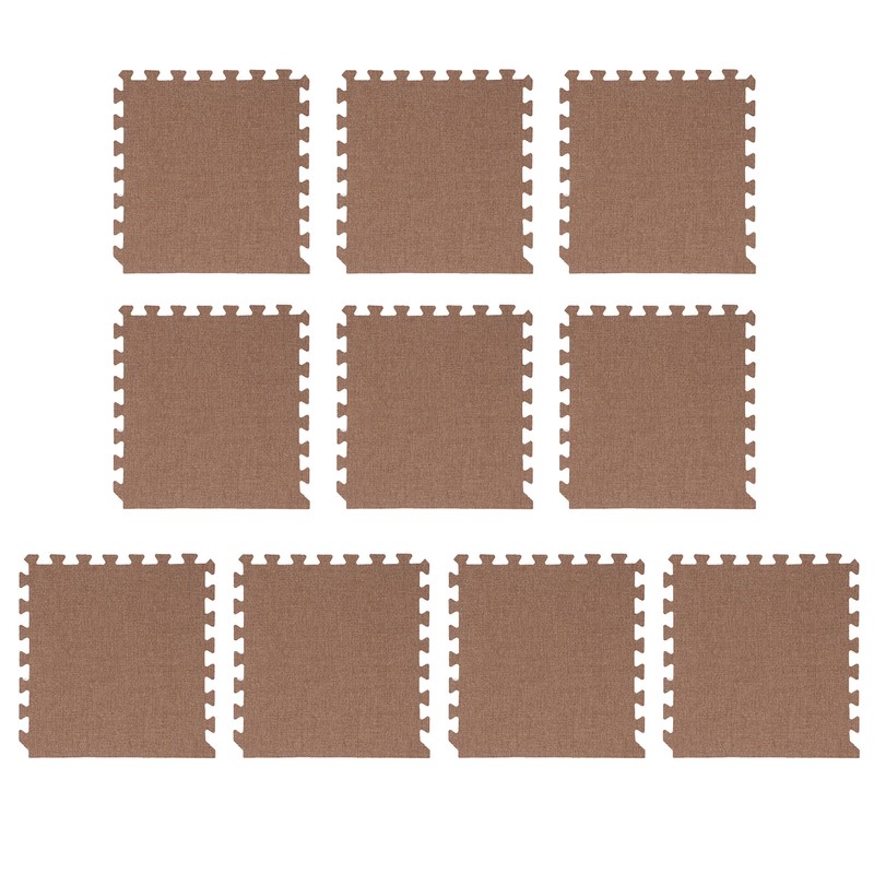 10pcs Cotton Linen Interlocking Carpet Tiles Anti Slip Floor Protection