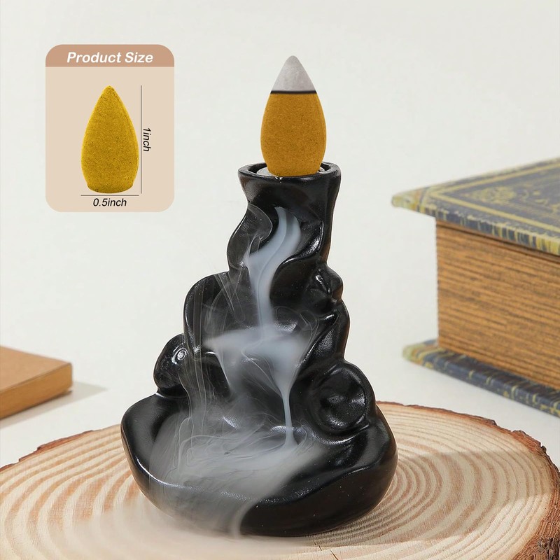 110Pcs Backflow Incense Cones for Waterfall 6 Different Mixed Natural