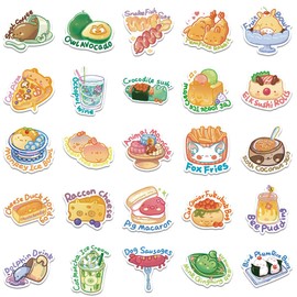 50 PCS Food Stickers, Cute Animal Cartoon Decal Sticker for Laptop Water Bottles Computer Phone Car Guitar Skateboard Decor Vinyl Waterproof Stickers for Kids Teens (Food Animal)