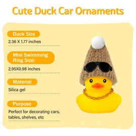 Wonuu Rubber Duck Car Ornaments with Knit Hat for Dashboard Decoration. Khaki