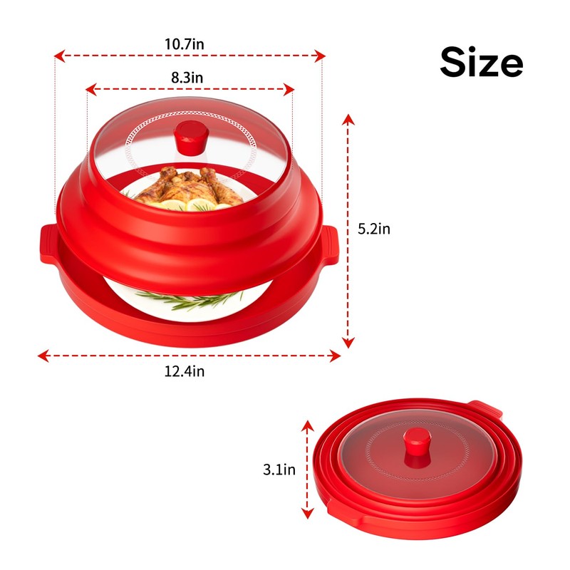 2 in 1 Microwave Splatter Cover for Food with Anti-scald