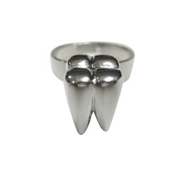 Kiola Designs Silver Toned Shiny Dental Tooth Teeth Adjustable Size Fashion Ring