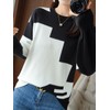 unifiss 033A Knit, Bi-Color, Pattern, Crew Neck, Long Sleeve, Cute,