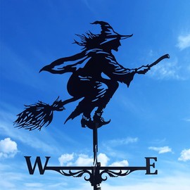 Metal Weather Vanes Black Witch Shape Weathercock 75x40cm Wind Direction Indicator for Garden Decor Roof Outdoor, Wind Vane Garden Courtyard Decoration