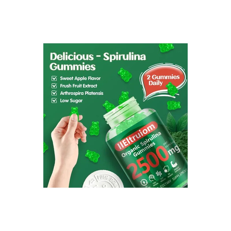 Iieltruiom Gomitas De Espirulina Orgánica 2500mg 120 Vegan