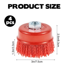 Pack of 4 Cup Brush Angle Grinder M14 Nylon Brush Drill Nylon Brush 75 mm Wire Brush for Deburring Rust Removal and Paint Removal