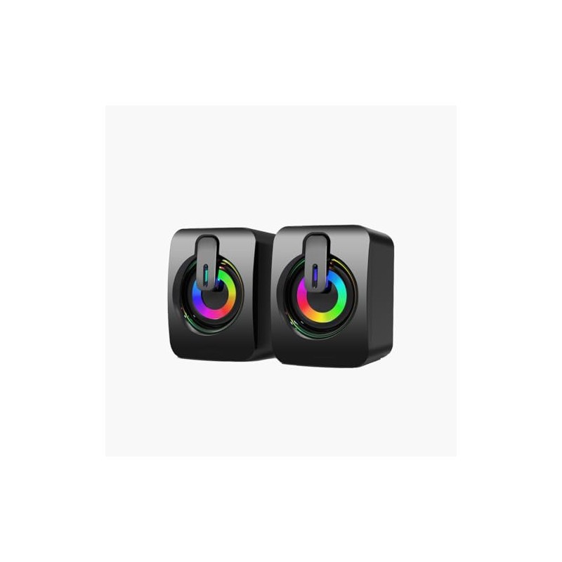 MELOGAGA RGB Computer Speakers, USB-Powered PC Speakers with 7-Color LED
