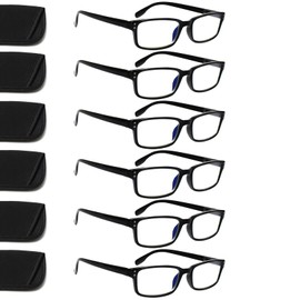 Kerecsen 6-Pack Reading Glasses Blue Light Blocking,Spring Hinge Readers for Men Women,Computer Eyeglasses (6 Black, 2.0, multiplier_x)