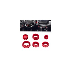 7-Piece Premium Aluminum Alloy Interior Knob Cover Trim Set for Jeep Compass 2022-2026 — Full Kit for AC Climate Control, Volume, Side Mirror, Headlight Switch & Engine Start Button（red）