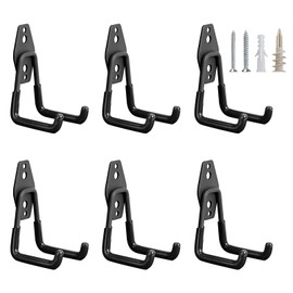Anvuda Pack of 6 Slatwall Hooks Slatwall Accessories Garage Hooks U Shape Garage Hooks for Ski Equipment, Garden Tools, Chairs, Brooms