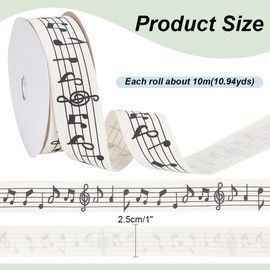 NBEADS 10m Musical Notes Ribbons, 2.5cm Musical Notes Craft Ribbon Single Side Printed Music Note Cotton Ribbon with Spool for Gift Packaging Party Decoration Sewing Craft