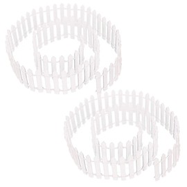 Prsildan Miniature Fairy Garden Fence, DIY Wood Picket Fence Mini Ornament for Dollhouse (White Two Packs)