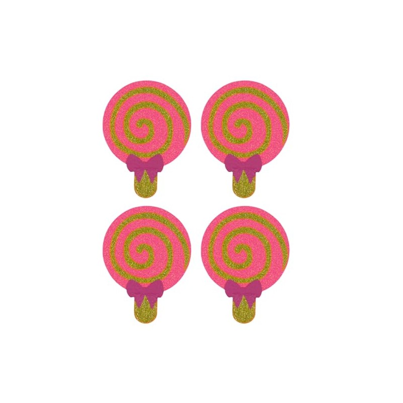 Celamirio Lollipop Stickers Glitter Disposable Nipple Pasties 2 Pairs Orange