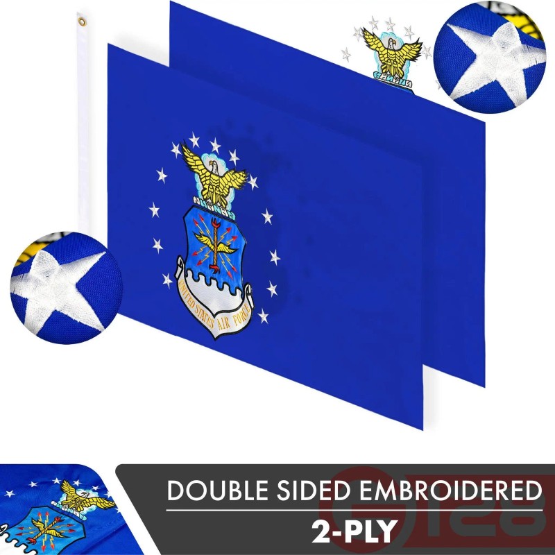UD_US Air Force Flag 2x3FT 5-Pack Double-sided Embroidered Polyester By