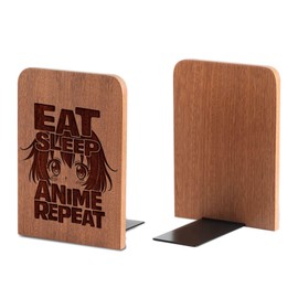 Anime Bookends, Anime Gifts for Men Women Boys, Novelty Bookends Unique, Heavy Duty Wooden Book Ends for Shelves Decorative(1 Pair, 4.72x6.69 Inches)