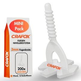CRAFOX Threaded Tabs 3 mm - Pack of 200 - Precise Predetermined Breaking Point - Tile Spacers - Laying Aid for Professional & DIY - Mini Pack