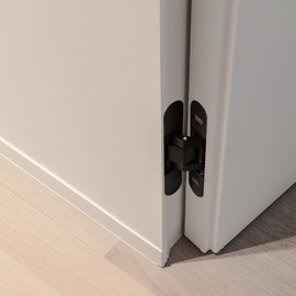 YAGU 6.5 inch Hidden Door Hinge 3 Way Adjustable Invisible Hinges for Doors Zinc Alloy Secret Door Hinges Concealed Door Butt Hinge 180 Degree Swing Black Door Hinge 1PC