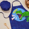 MHJY Kids Apron and Chef Hat for Boys Dinosaur Adjustable