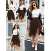 Wikoan Women's Tulle Skirt Multilayer Mesh Pleated Ladies Skirts Stylish