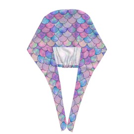 Watercolor Mermaid Scale Surgical Scrub Cap with Sweatband Adjustable Tie Back Working Cap for Men Women