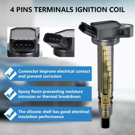 Performance Master Set of 4 Ignition Coils Pack & Pigtail Connector Wiring Harness Kit Compatible with Lexus IS F Scion xB Toyota Corolla XRS 2.4L 5.0L Replacement for UF495