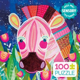 Ceaco - Sensory Textures - Colorful Zebra - 100 Piece Jigsaw Puzzle