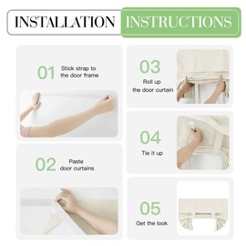 KGORGE 100% Blackout Linen Door Curtain for Glass Door, French Door Shades for Large Window Bedroom Living Room Kitchen Doorway Curtains Adhesive Top, W26 x L80 inches, Linen, 1 Panel