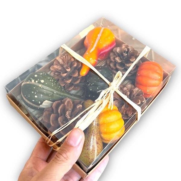 ANTEVIA - Décoration Automne : Pomme de pin - Mini Citrouille| Plus DE 10 Mod | Coffret Halloween décoration Table légume Artificielle Orange (Autum)