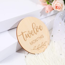 Kisangel 1 Set Wooden Monthly Milestone Cards Baby Announcement Cards Baby Monthly Milestone Discs Photo Props