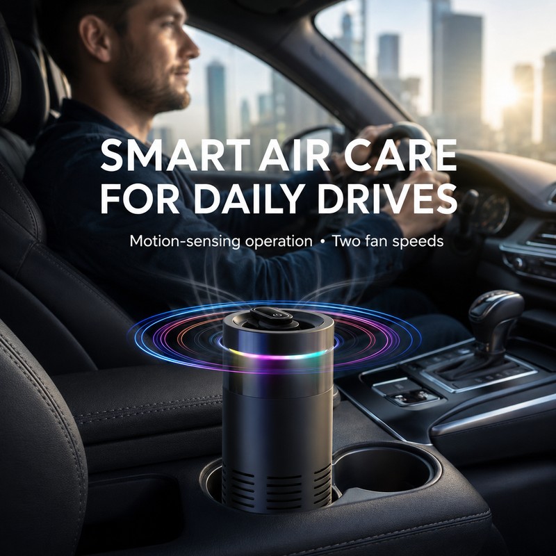 Aroma Car Air Purifier with 5 Million Anion, 2 Speed