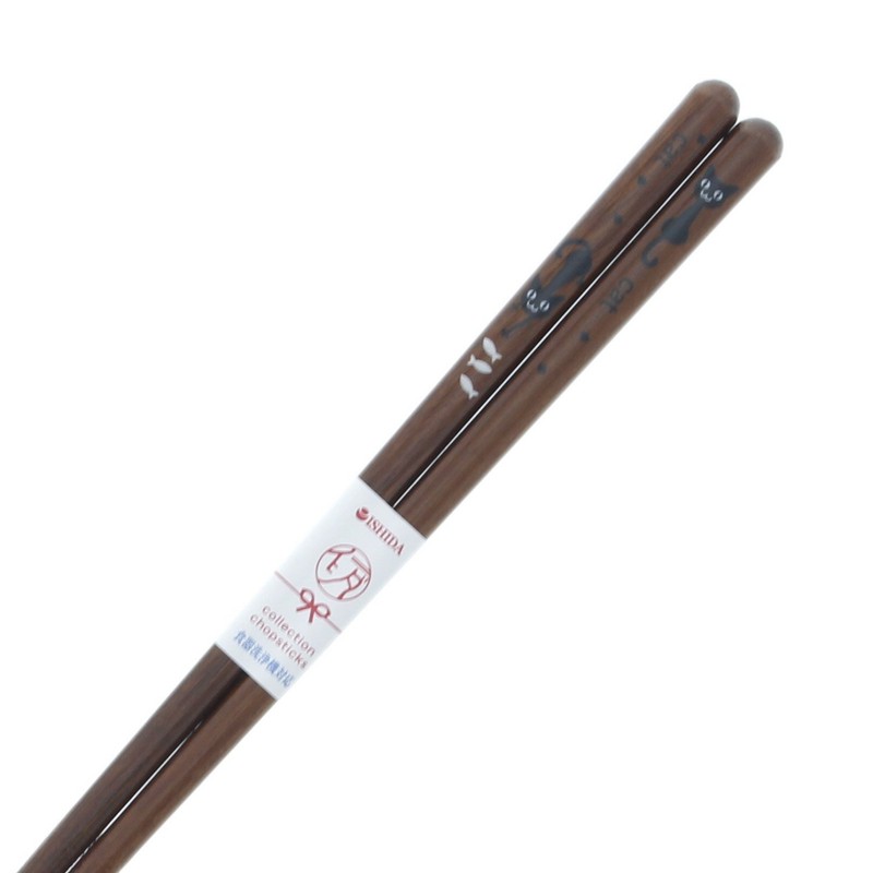 Ishida Chopsticks Cat (Cat), Wooden (Natural Wood), Acrylic, 8.1 inches