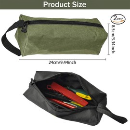 Haikole Tool Pouch Bag 2 Packs Canvas Tool Pouch,Multi-Purpose Tool Bags, Multi-Purpose Small Zipper Tool Pouch,Screwdriver Tool Bag Set for Organizer Storage Various Electrician Tools