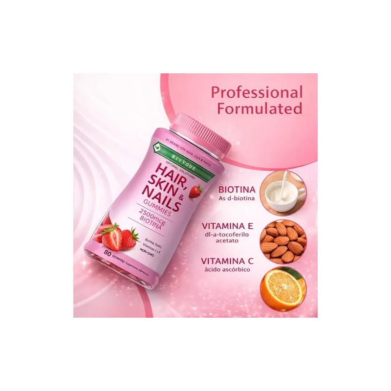 Gomitas Biotina Cabello Piel Uñas 2500 Mcg 80 Gummies