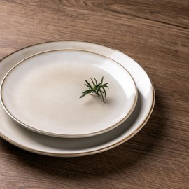 GBHOME Ceramic Dinnerware Sets for 4, 12 Pieces Stoneware Plates and Bowls Sets, Reactive Glaze Dishes -Scratch Resistant, Dishwasher&Microwave Safe-Cappuccino