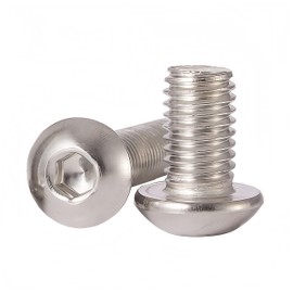 YIIFLY M10x1.5 Bolt, M10 x 20mm Button Head Socket Cap Bolts Screws,304 Stainless Steel(A2-70), Allen Hex Drive, Bright Finish, Fully Threaded, Quantity 10