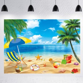 LTDKAEN 7×5Ft Tropical Beach Photography Backdrop Summer Hawaii Palm Trees Photo Decoration Sea Luau Background
