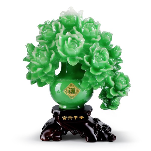 Lbwstellar Chinese Feng Shui Peony Flower Statue, Feng Shui Decor