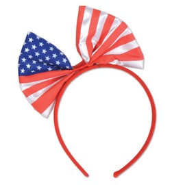 Party Central Club Pack of 12 Red and Blue Patriotic Bow Headband Costume Accessories - One Size