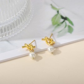 Bridesmaid Proposal Gifts,Bridesmaid Earrings,Maid Of Honor Proposal Gifts,Will You Be My Maid of Honor for Wedding Day,Pearl Bow Earrings Pearl Stud Earrings for Women -(B 3Pcs)