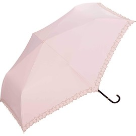 Wpc. 801-5470 Parasol, Light Shielding Frame Star Scallop, Embroidery, Mini Pink, Folding Umbrella, For Both Sunny and Rainy Weather, Light Blocking, 100% UV Protection, Star Pattern, Simple, Stylish,