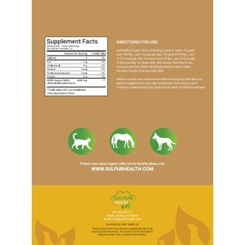 Organic Pet Sulfur - 99.9% Pure MSM Supplement for Pets - Lab-Tested and Certified Pet MSM
