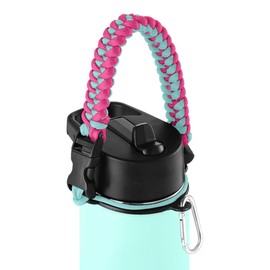 IRON °FLASK Paracord Handle - Fits Wide Mouth Water Bottles - Durable Carrier, Secure Accessories, Survival Strap Cord, Safety Ring, and Carabiner - Seven Core Paracord Bracelet